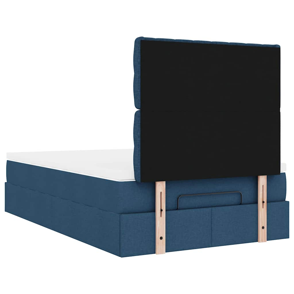 Ottoman bed met matras en LED's 120x190 cm stof blauw