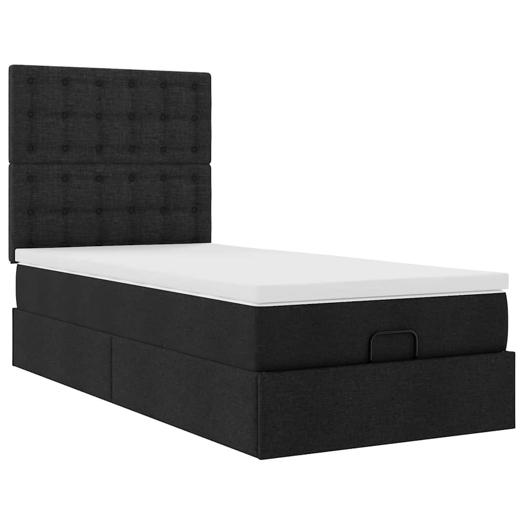 Ottoman bed met matras en LED's 90x200cm stof zwart