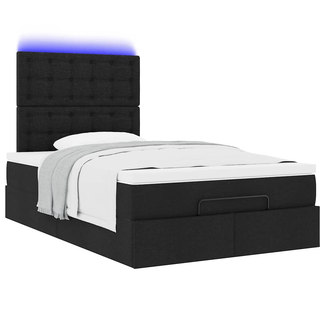 Ottoman bed met matras en LED's 120x190 cm stof zwart