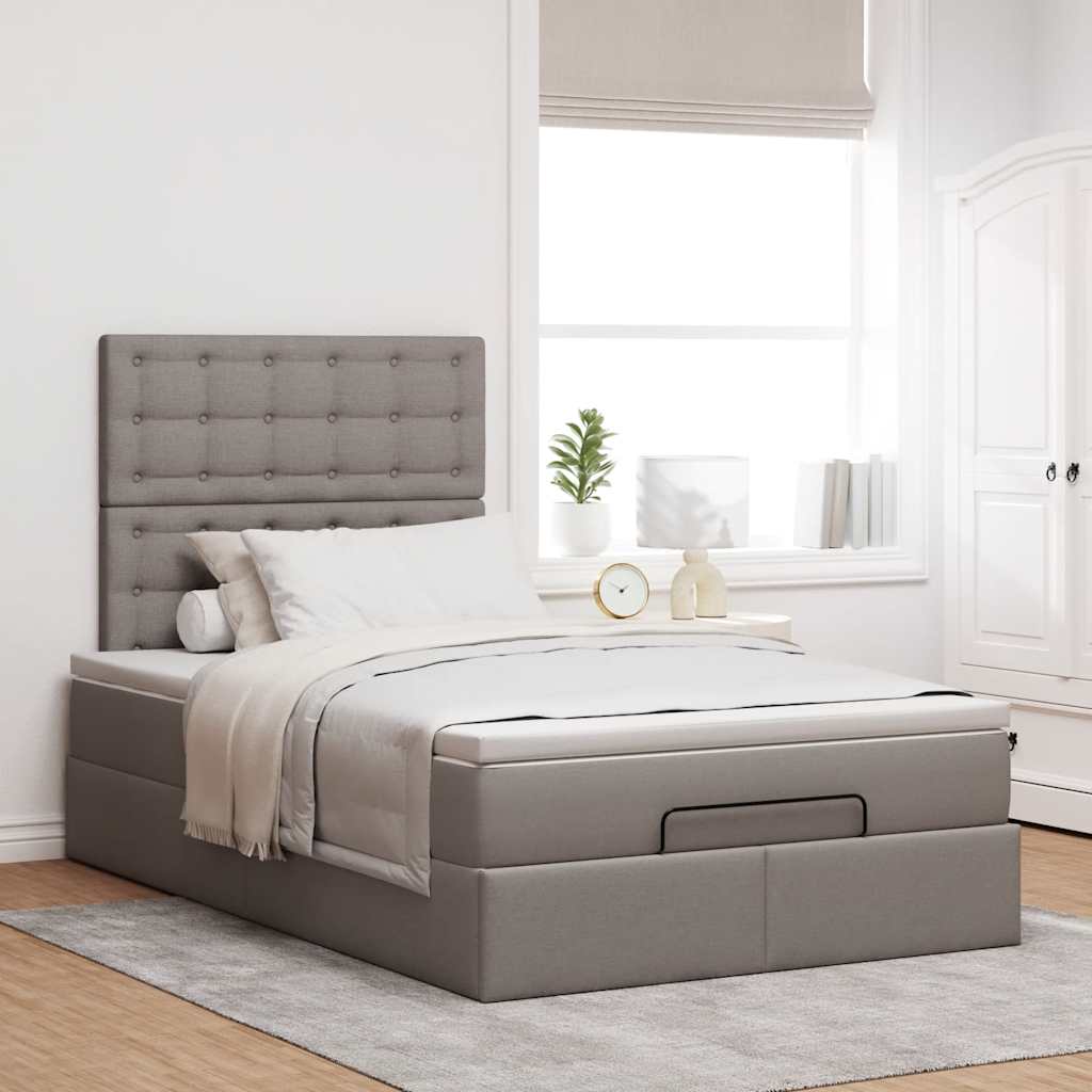 Ottoman bed met matras en LED's 120x190 cm stof taupe