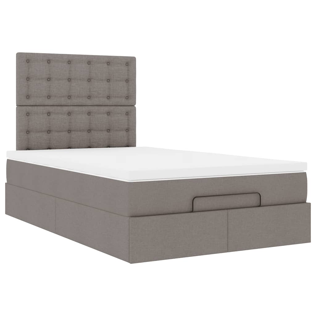 Ottoman bed met matras en LED's 120x190 cm stof taupe