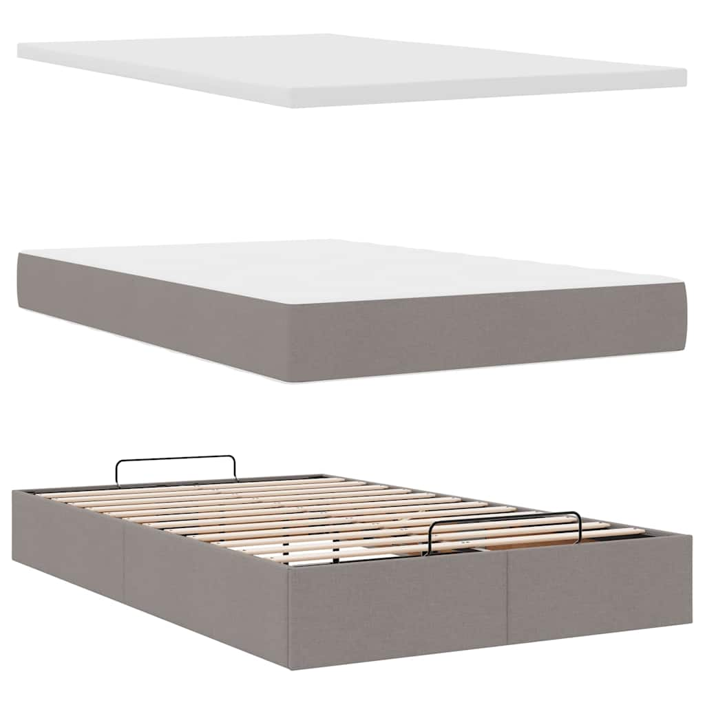 Ottoman bed met matras en LED's 120x190 cm stof taupe