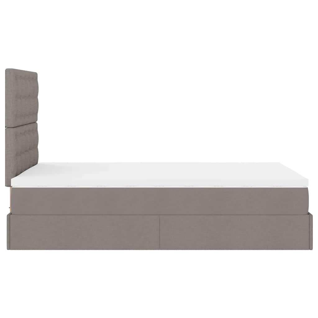 Ottoman bed met matras en LED's 120x190 cm stof taupe