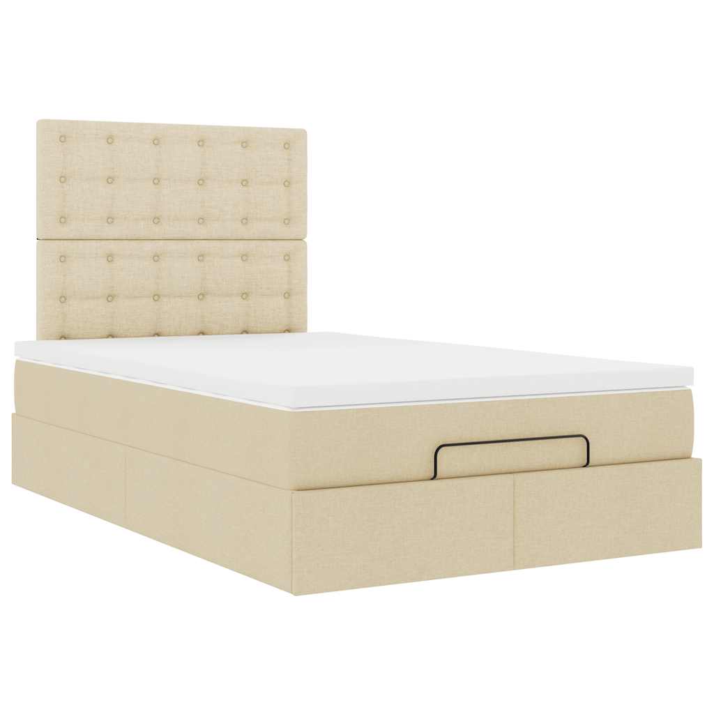 Ottoman bed met matras en LED's 120x190cm stof crèmekleurig