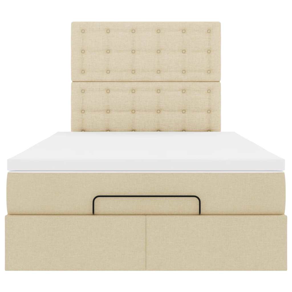 Ottoman bed met matras en LED's 120x190cm stof crèmekleurig