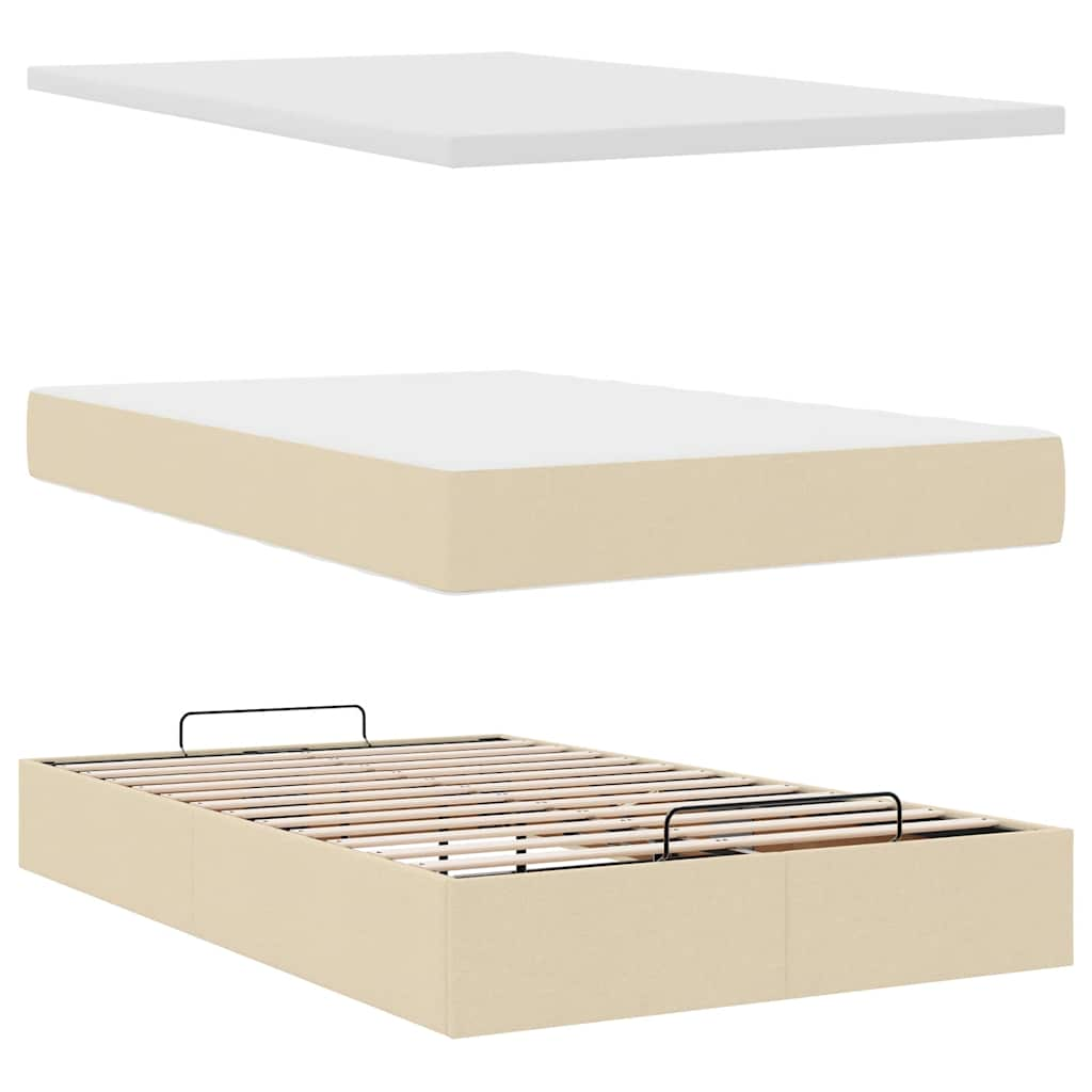 Ottoman bed met matras en LED's 120x190cm stof crèmekleurig