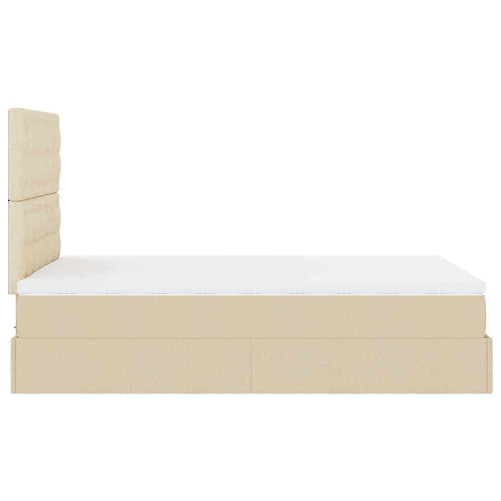 Ottoman bed met matras en LED's 120x190cm stof crèmekleurig