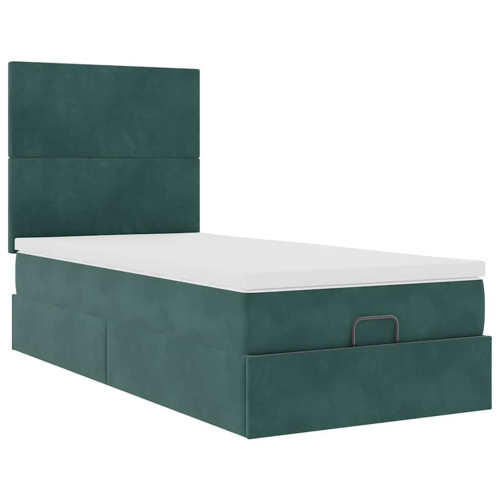 Ottoman bed met matrassen en LED's 80x200cm fluweel donkergroen