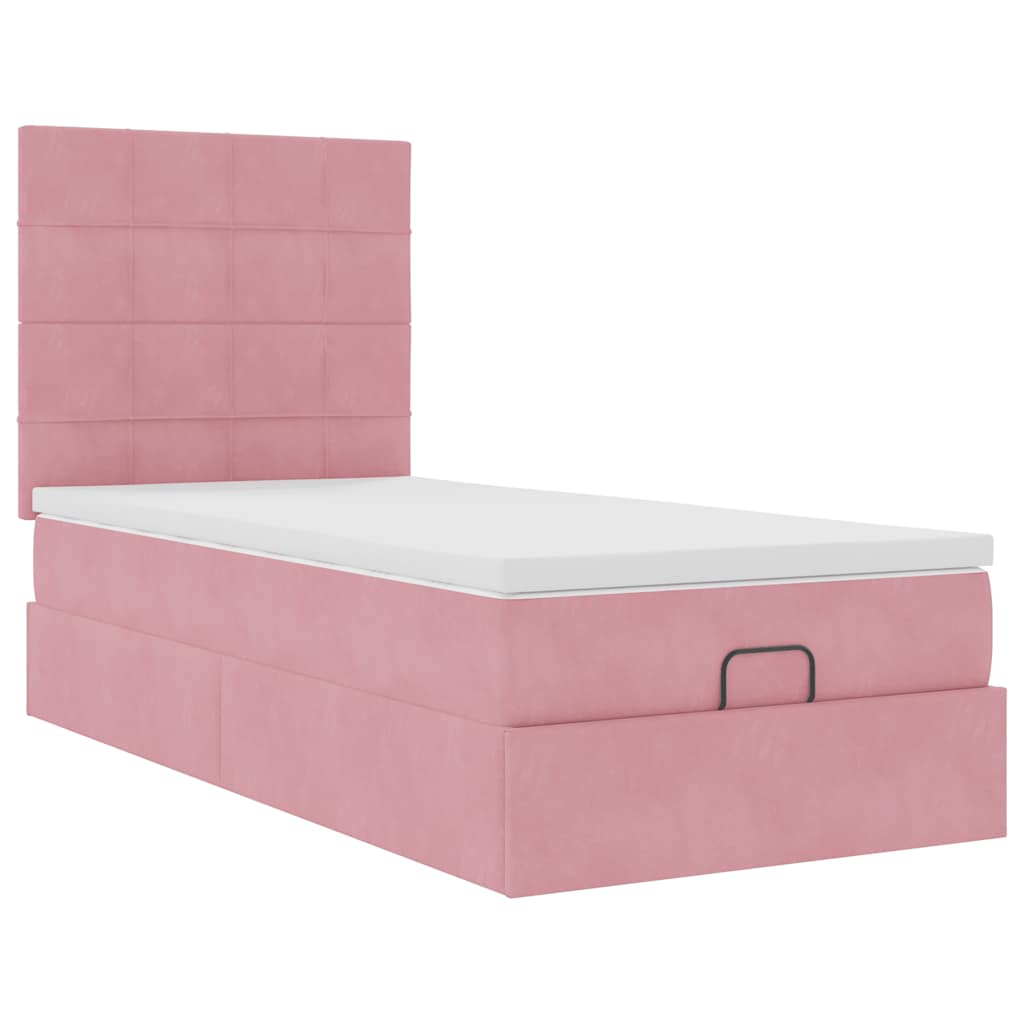 Ottoman bed met matrassen en LED's 80x200cm fluweel roze