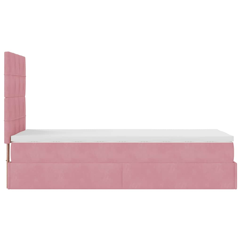 Ottoman bed met matrassen en LED's 80x200cm fluweel roze