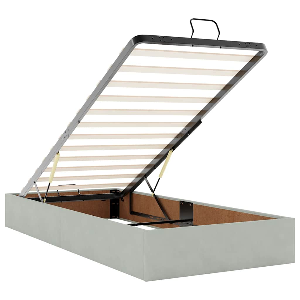 Ottoman bed met matrassen en LED's 80x200cm fluweel lichtgrijs