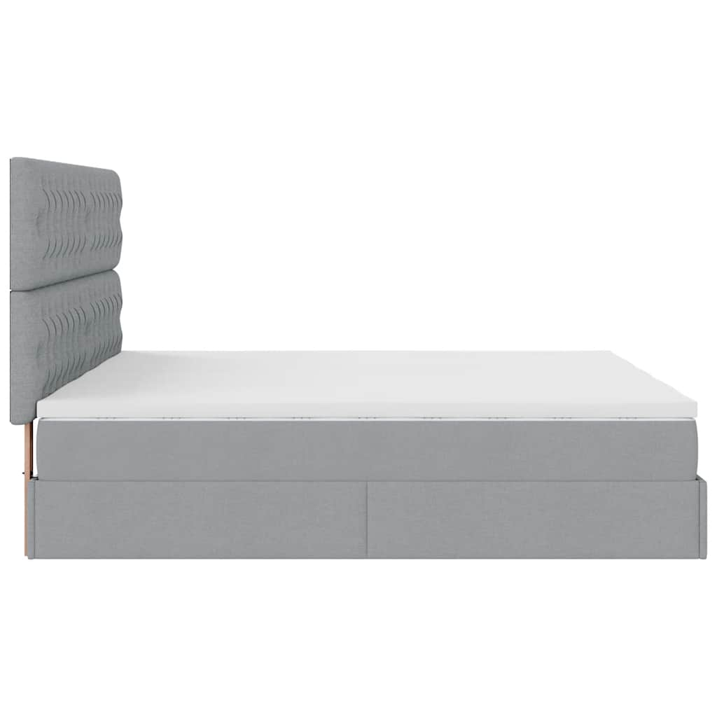 Ottoman bed met matrassen en LED's 160x200cm stof lichtgrijs