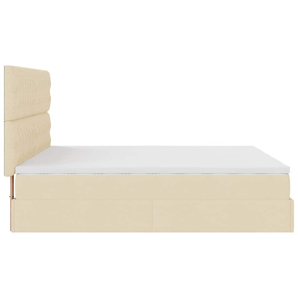 Ottoman bed met matrassen en LED's 160x200cm stof crèmekleurig