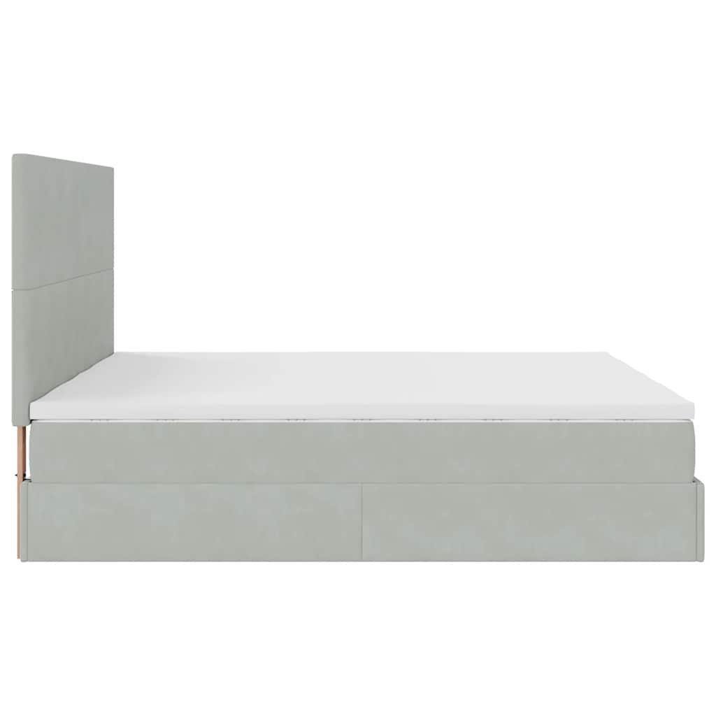 Ottoman bed met matrassen en LED's 160x200cm fluweel lichtgrijs