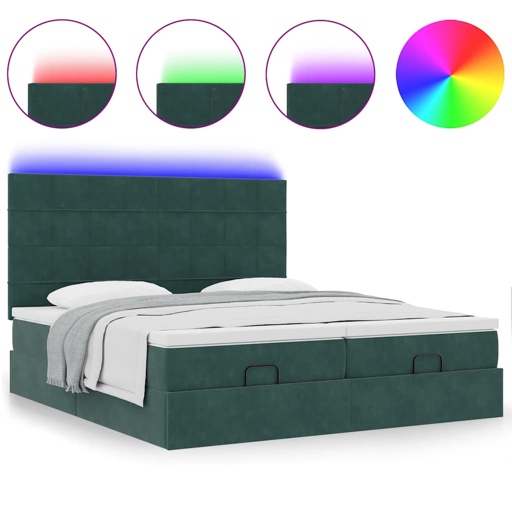 Ottoman bed met matrassen en LED's 180x200cm fluweel