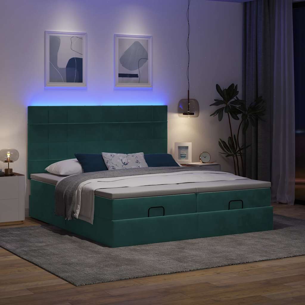 Ottoman bed met matrassen en LED's 180x200cm fluweel