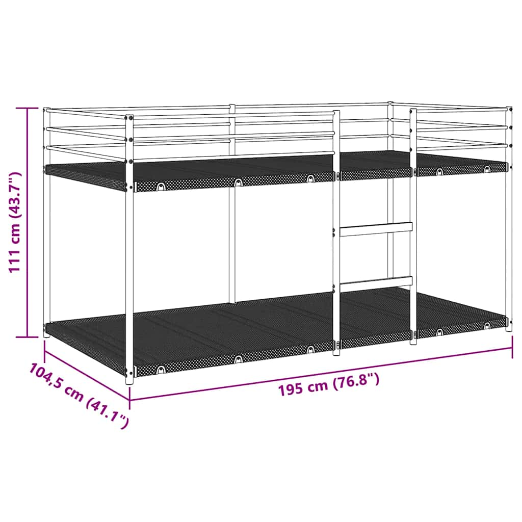 Stapelbed zonder matras 100x190 cm staal zwart