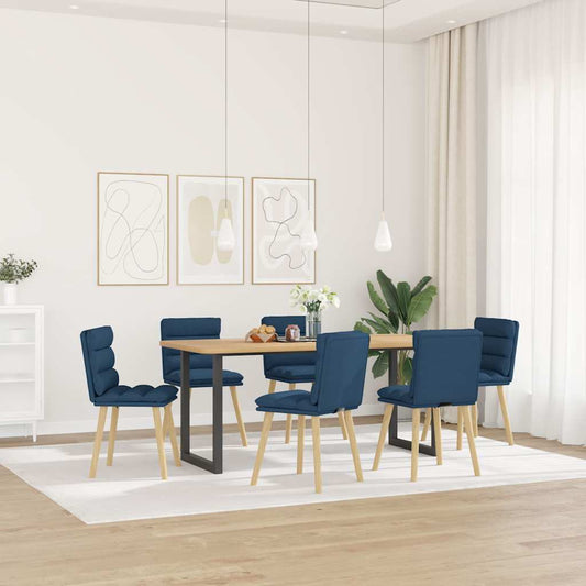 Eetkamerstoelen 6 st stof blauw