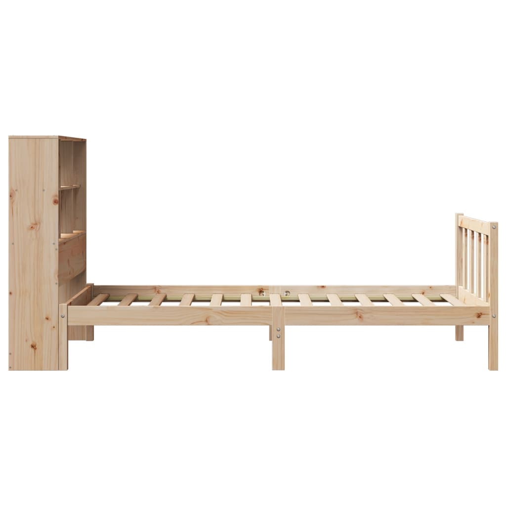 Bed met boekenkast zonder matras massief grenenhout 100x200 cm