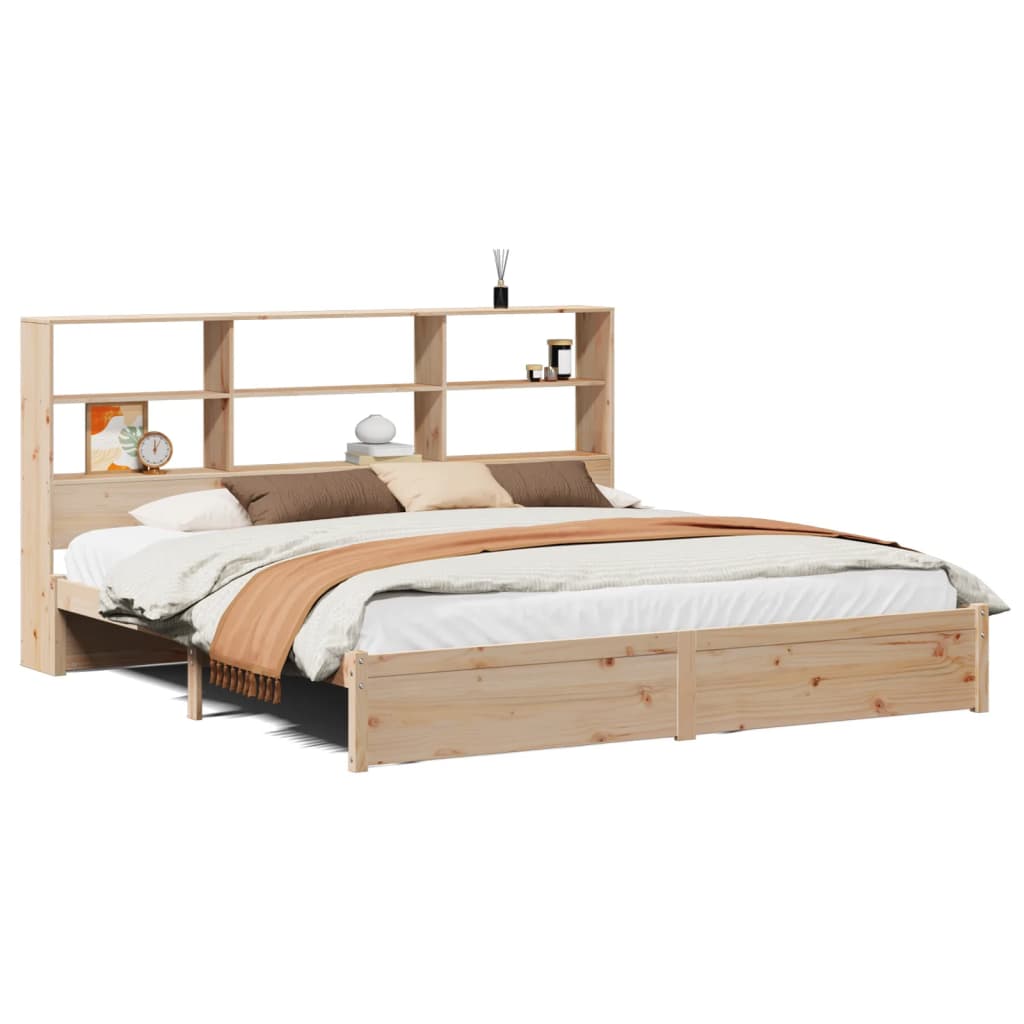 Bed met boekenkast zonder matras massief grenenhout 180x200 cm