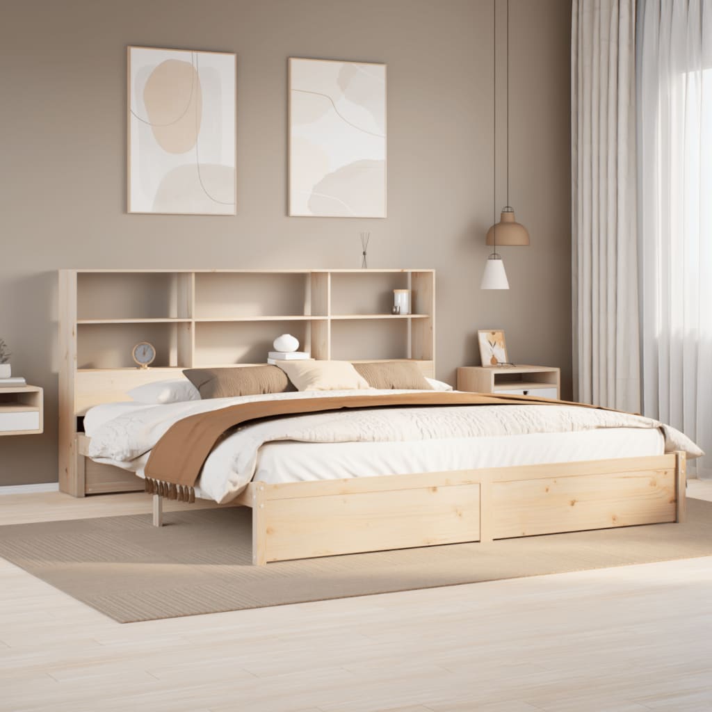 Bed met boekenkast zonder matras massief grenenhout 180x200 cm