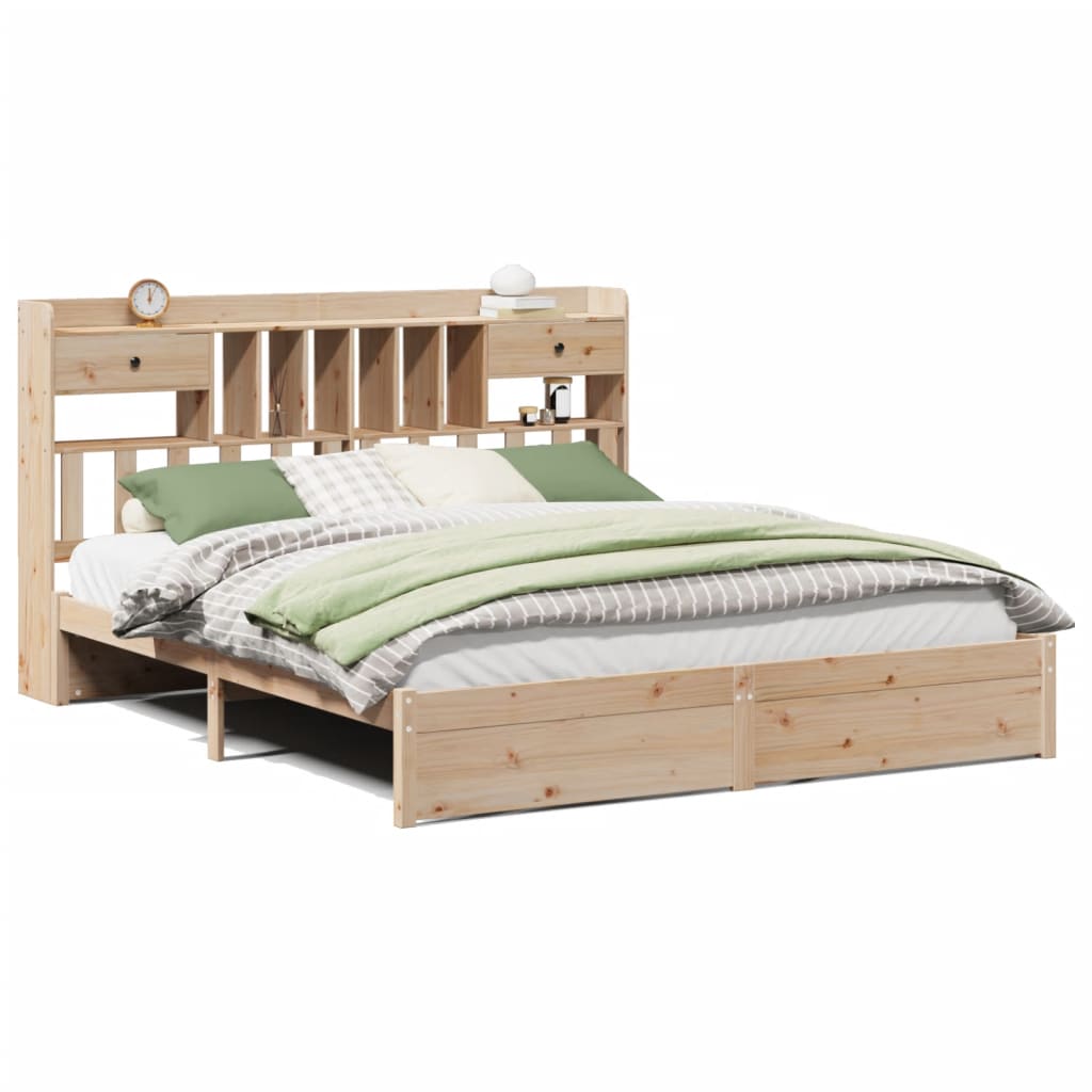 Bed met boekenkast zonder matras massief grenenhout 180x200 cm