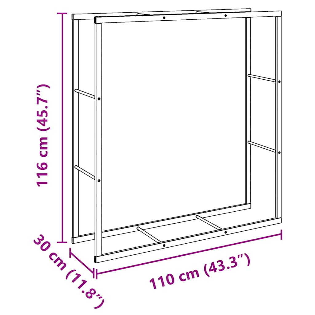 Haardhoutrek 110x30x116 cm staal zwart