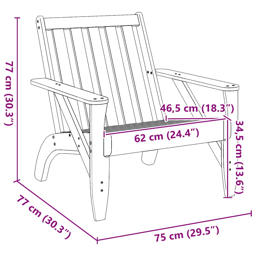 Tuinstoelen Adirondack 2 st 75x77x77 cm massief grenenhout