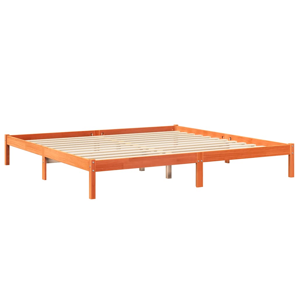 Bed met boekenkast zonder matras grenenhout wasbruin 180x200 cm