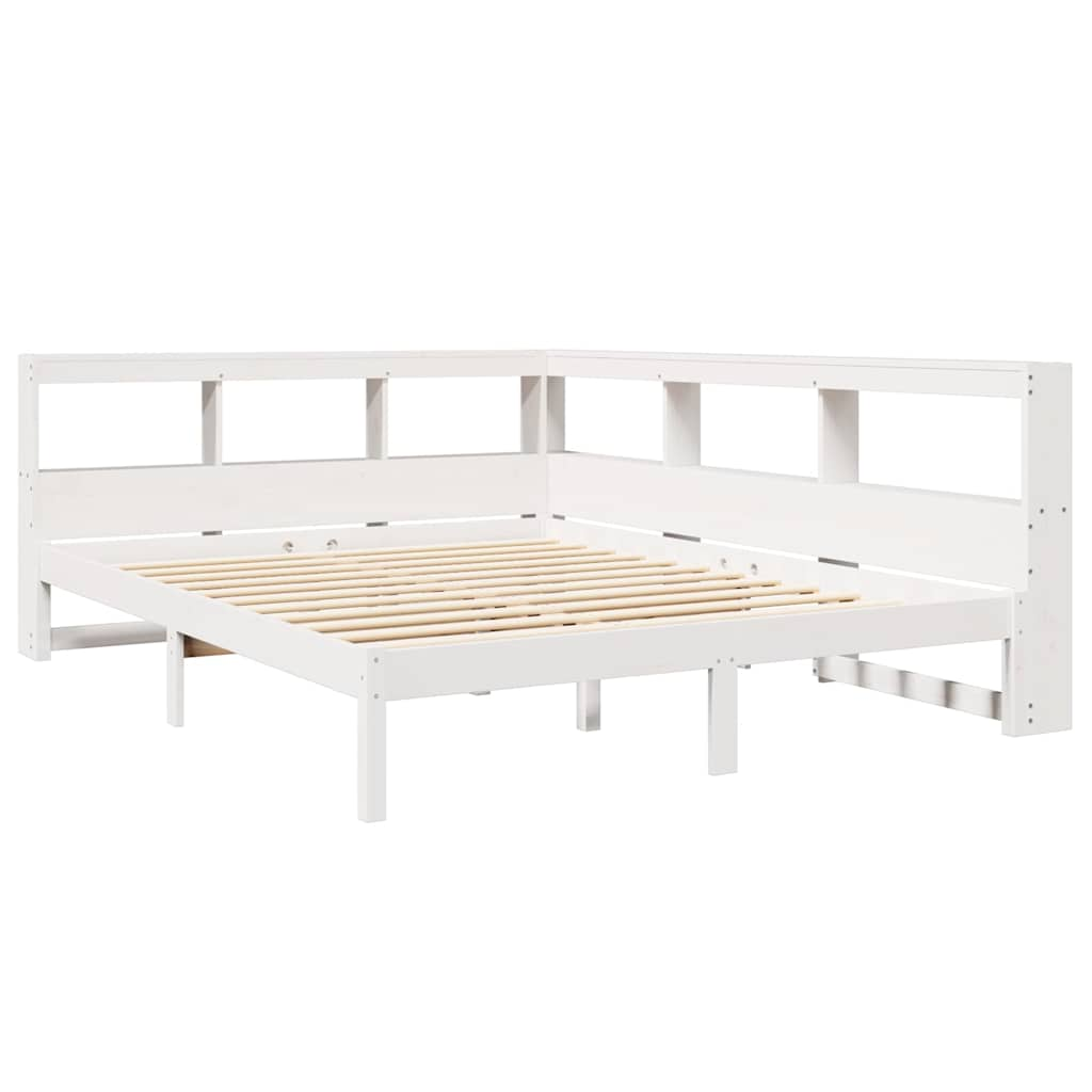 Bed met boekenkast zonder matras grenenhout wit 160x200 cm