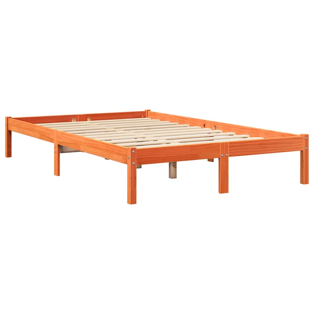 Bed met boekenkast zonder matras grenenhout wasbruin 120x190 cm