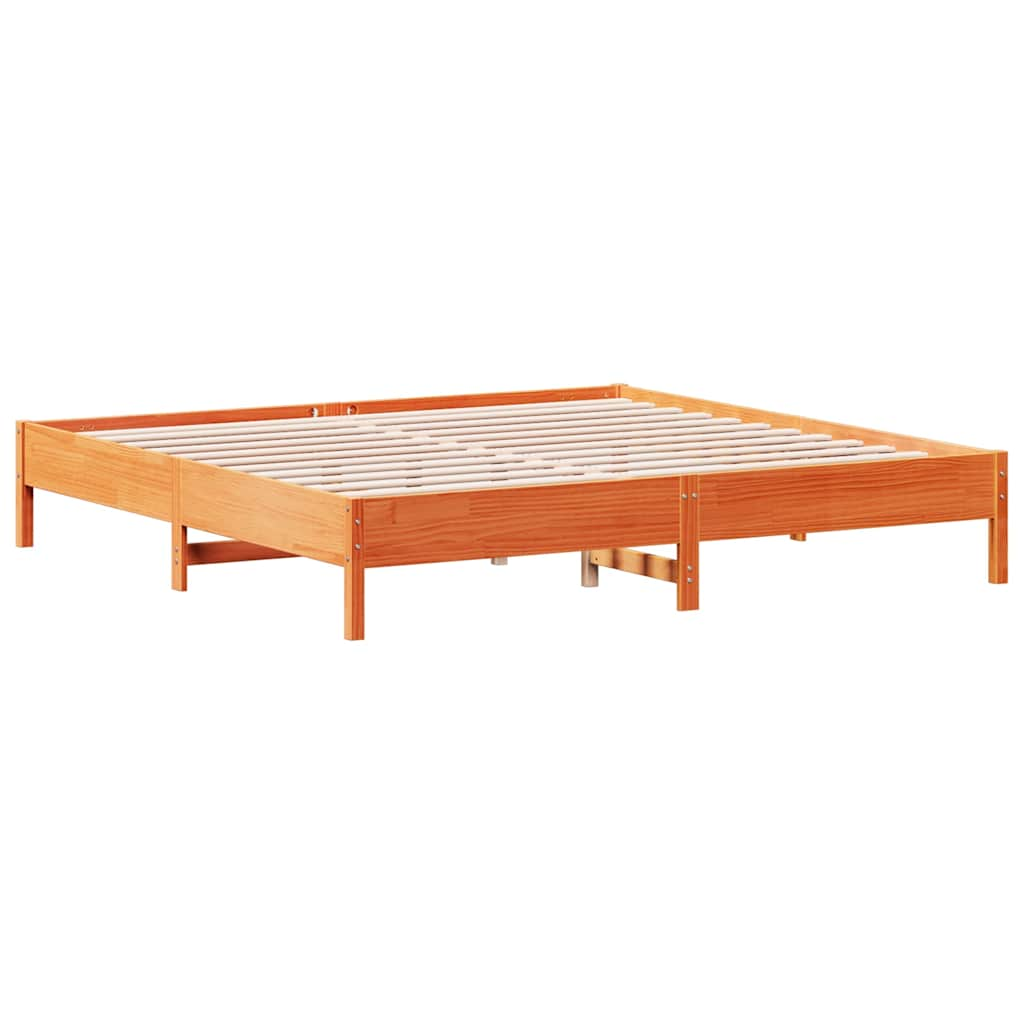 Bed met boekenkast zonder matras grenenhout wasbruin 180x200 cm