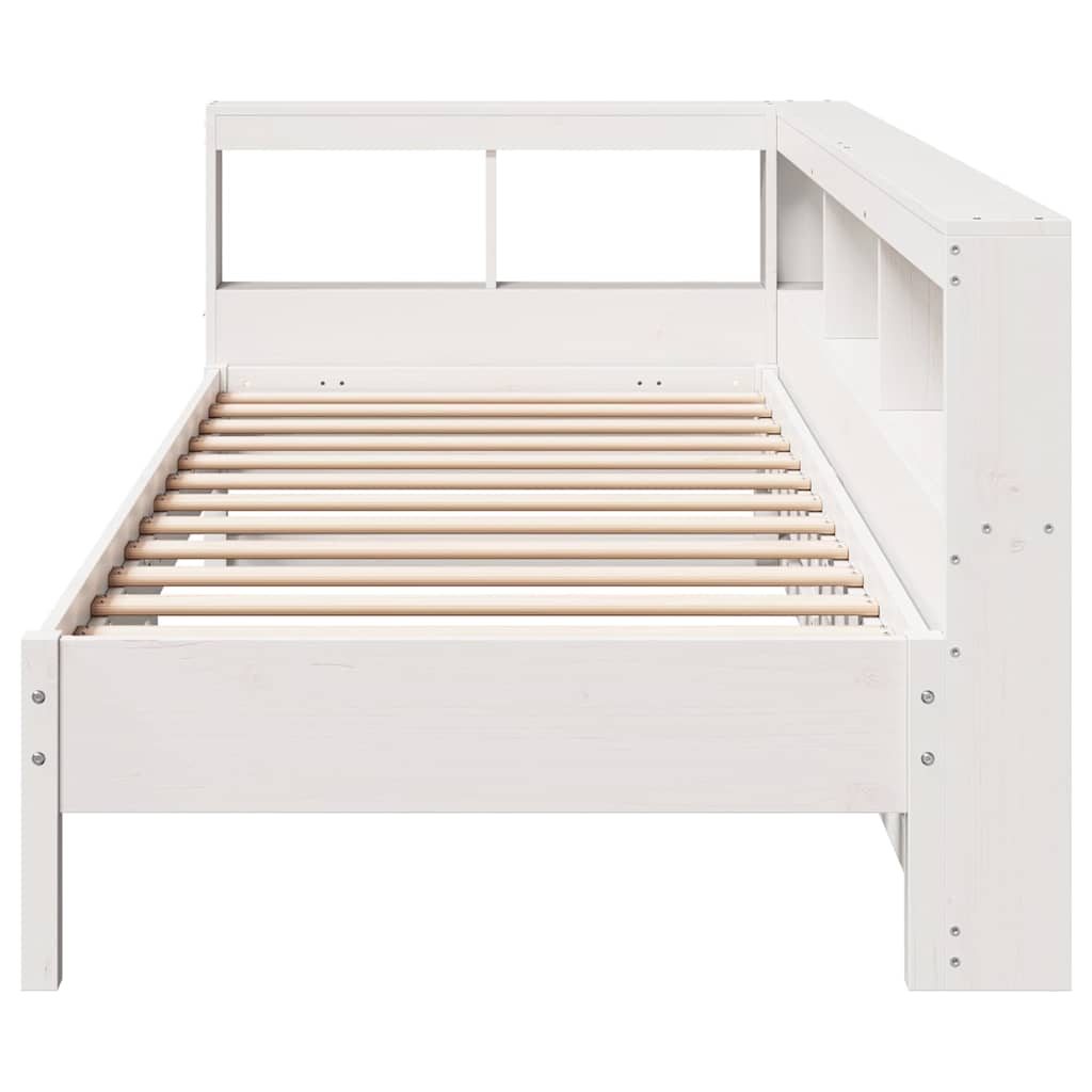 Bed met boekenkast zonder matras grenenhout wit 100x200 cm