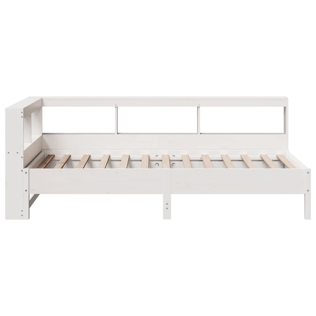 Bed met boekenkast zonder matras grenenhout wit 100x200 cm