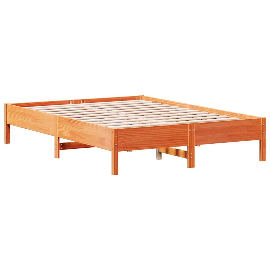 Bed met boekenkast zonder matras grenenhout wasbruin 140x190 cm