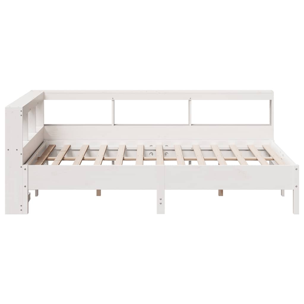 Bed met boekenkast zonder matras grenenhout wit 120x190 cm