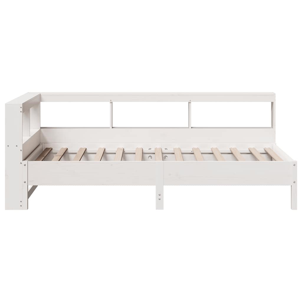 Bed met boekenkast zonder matras grenenhout wit 75x190 cm