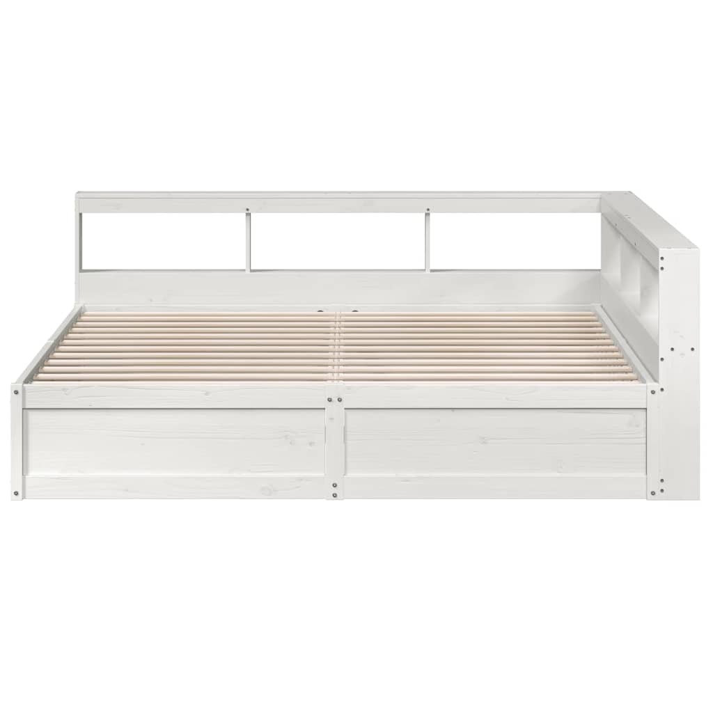 Bed met boekenkast zonder matras grenenhout wit 180x200 cm