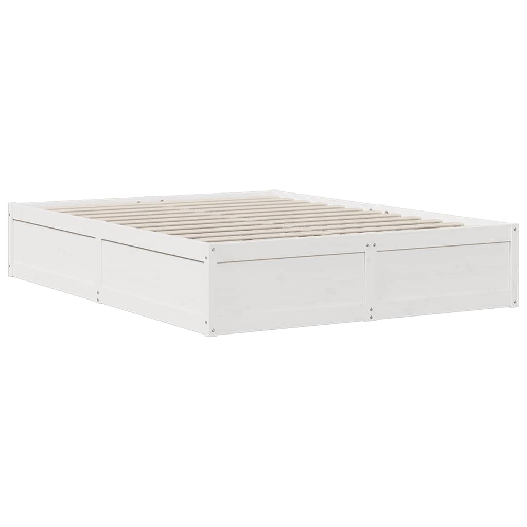 Bed met boekenkast zonder matras grenenhout wit 160x200 cm