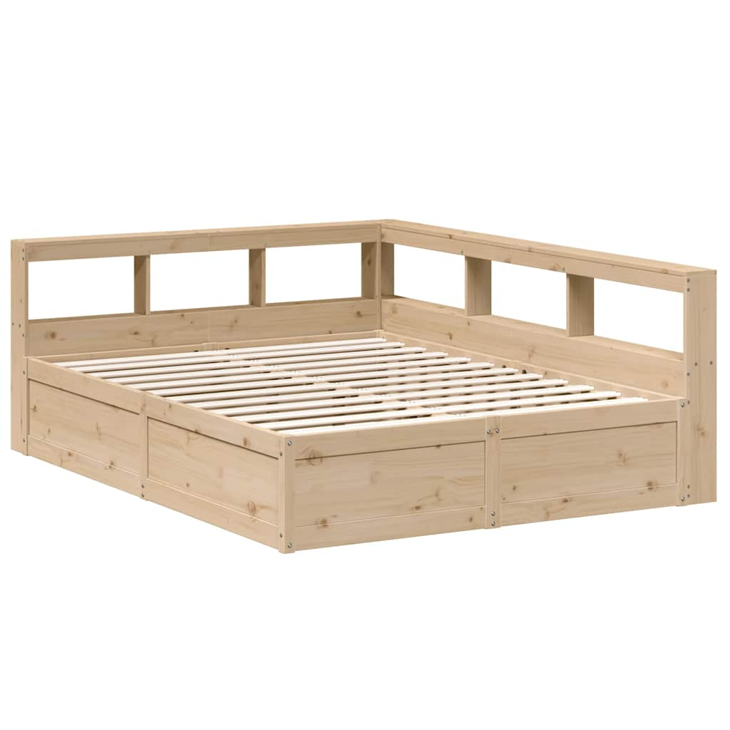 Bed met boekenkast zonder matras massief grenenhout 150x200 cm