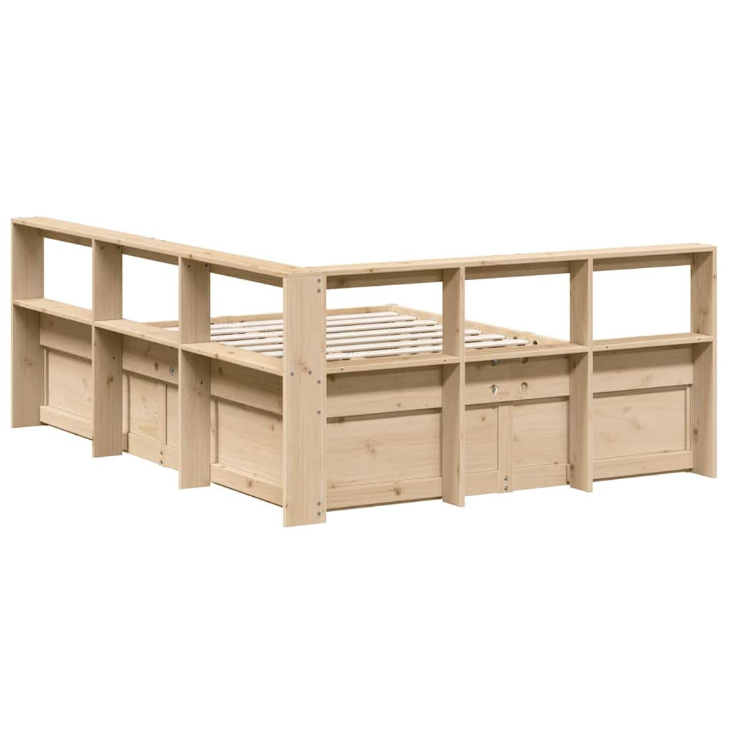 Bed met boekenkast zonder matras massief grenenhout 150x200 cm