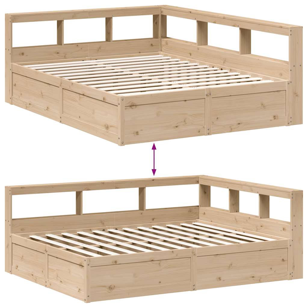 Bed met boekenkast zonder matras massief grenenhout 150x200 cm