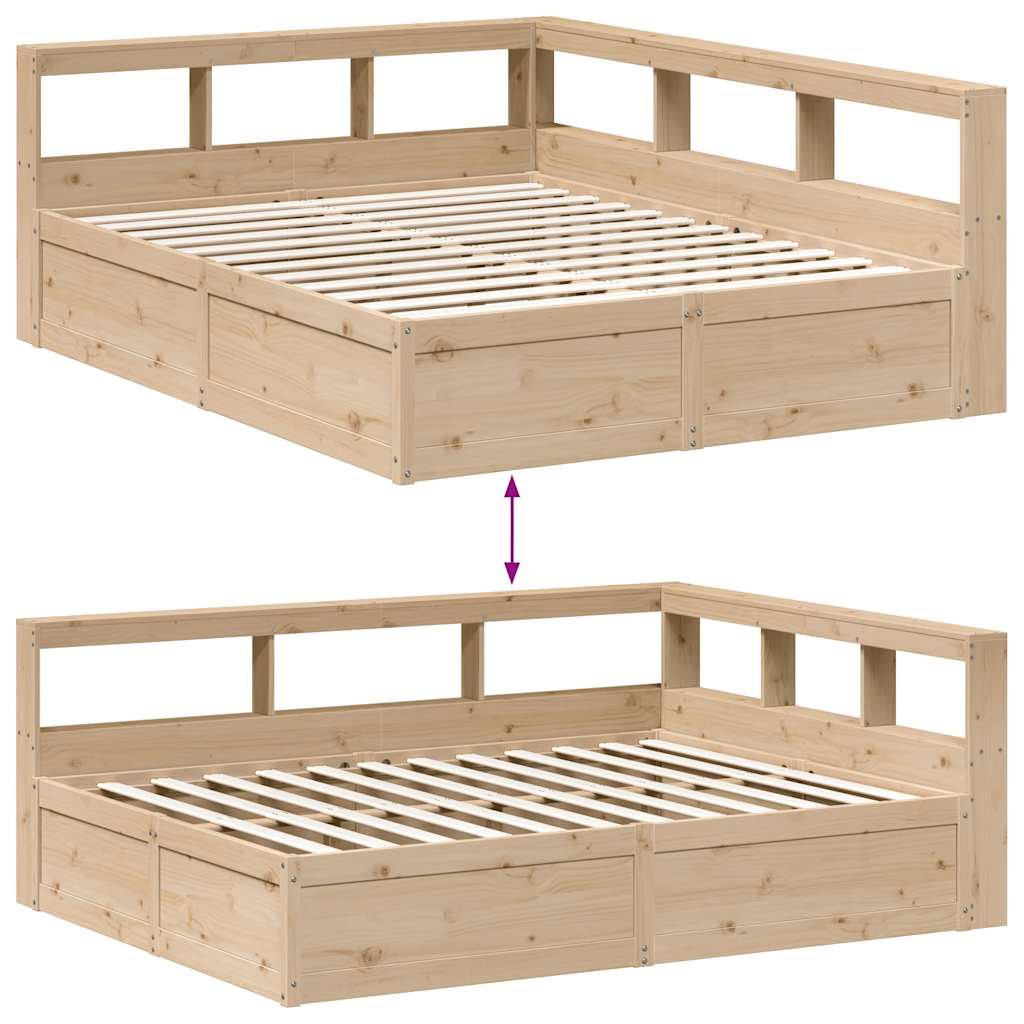 Bed met boekenkast zonder matras massief grenenhout 140x200 cm