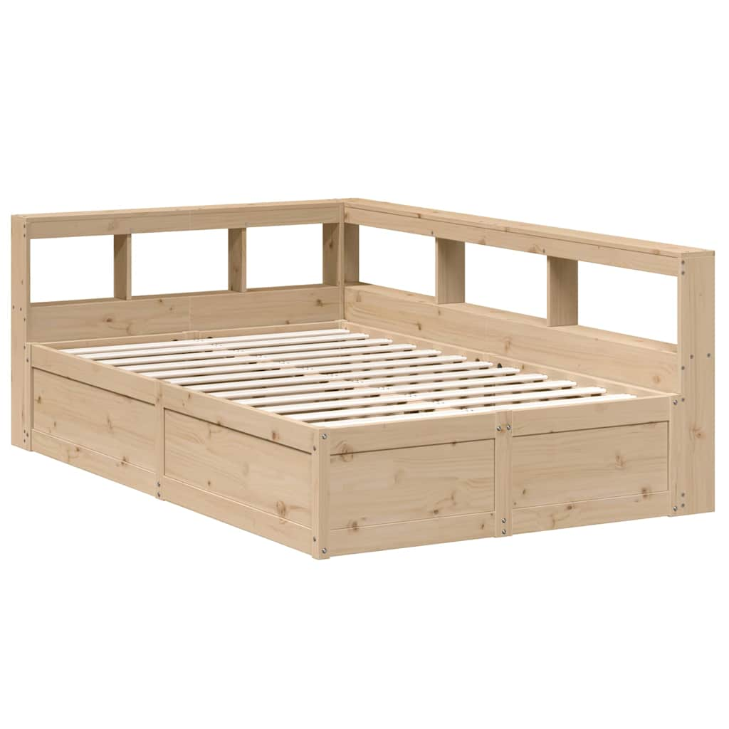 Bed met boekenkast zonder matras massief grenenhout 140x190 cm