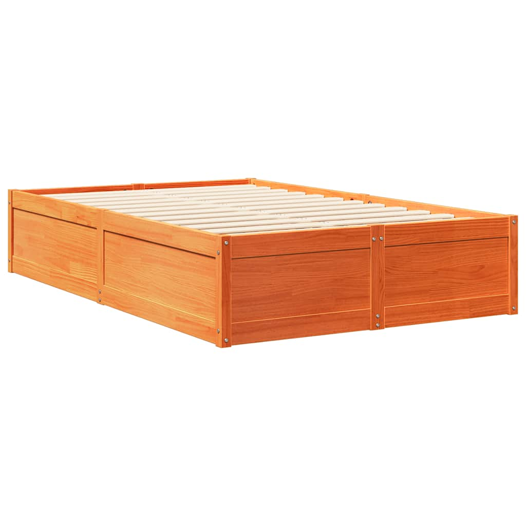 Bed met boekenkast zonder matras grenenhout wasbruin 140x190 cm