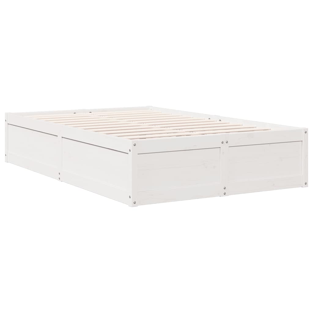 Bed met boekenkast zonder matras grenenhout wit 135x190 cm