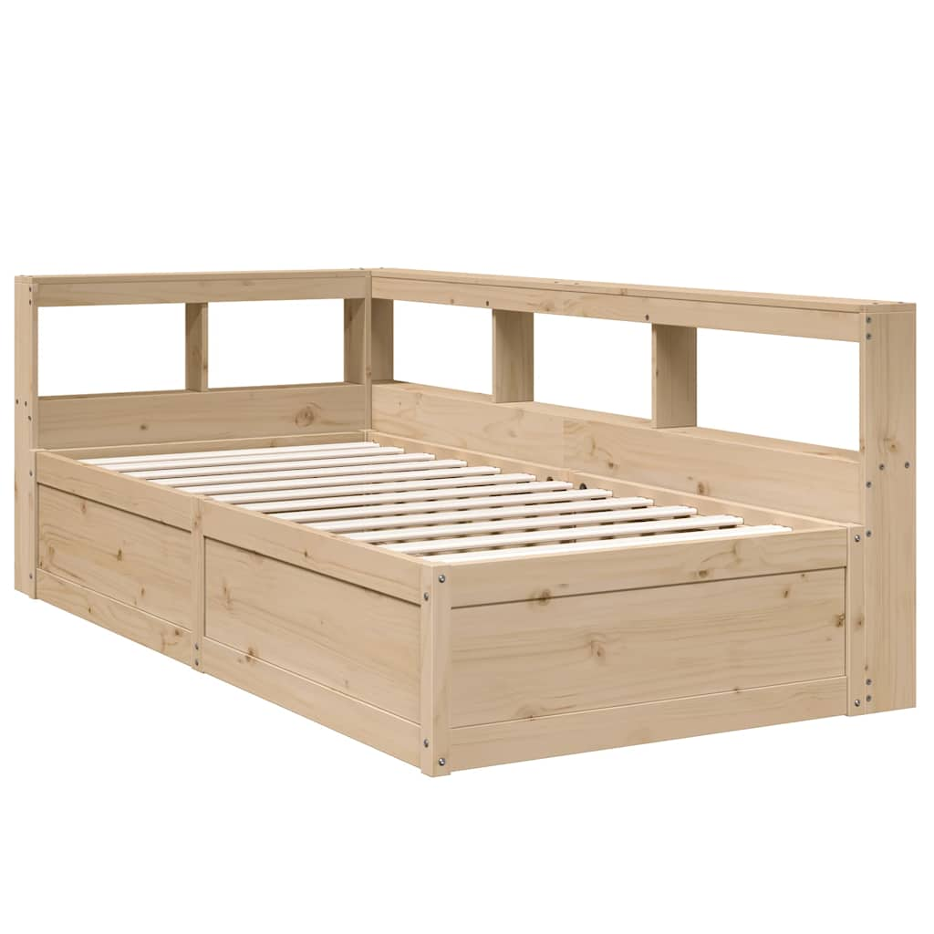 Bed met boekenkast zonder matras massief grenenhout 90x190 cm