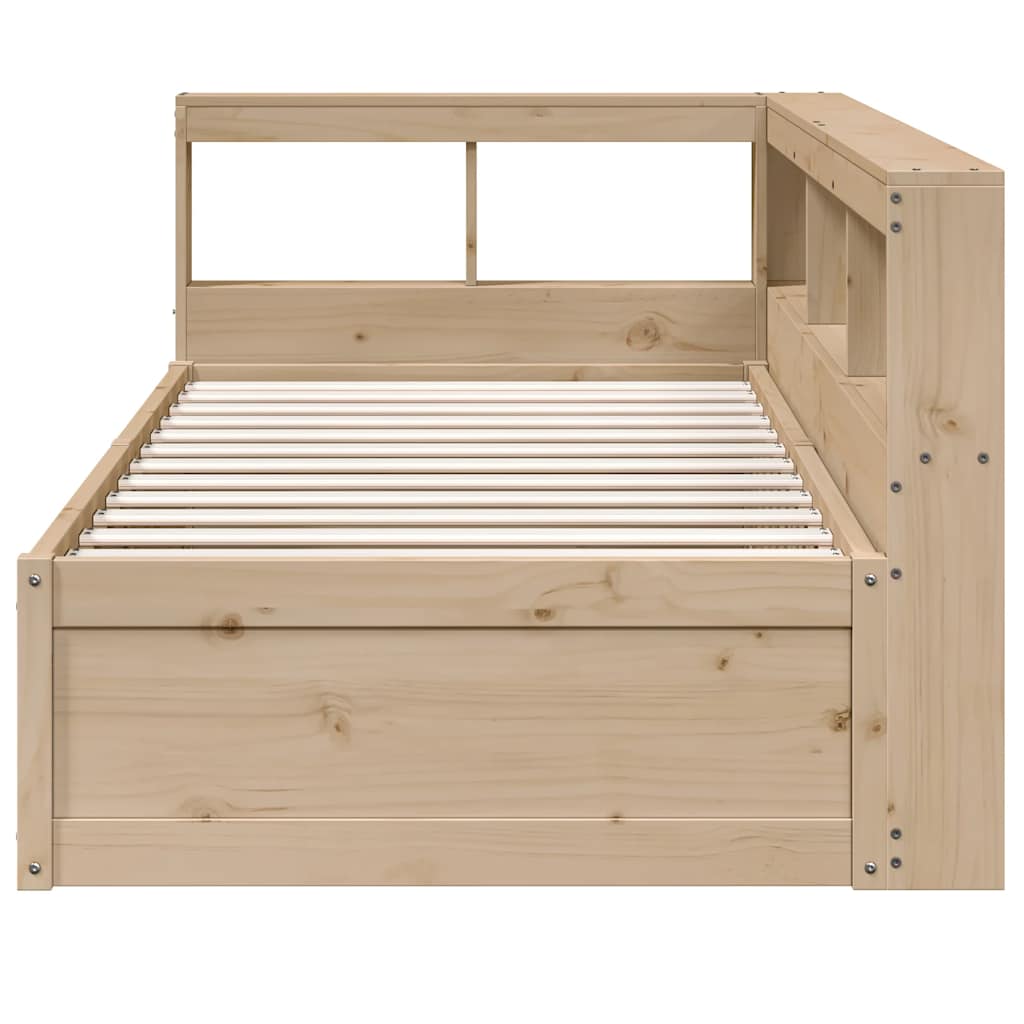 Bed met boekenkast zonder matras massief grenenhout 75x190 cm