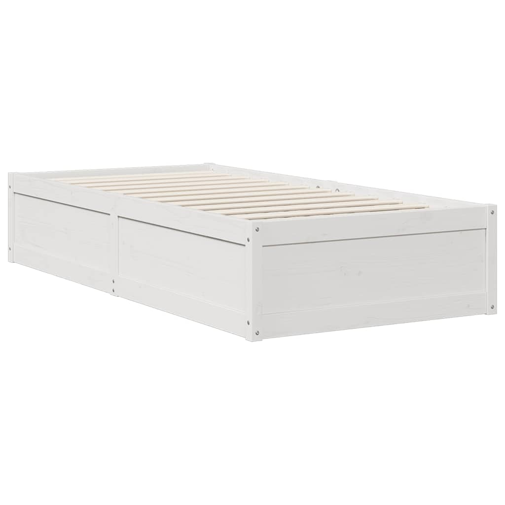 Bed met boekenkast zonder matras grenenhout wit 75x190 cm