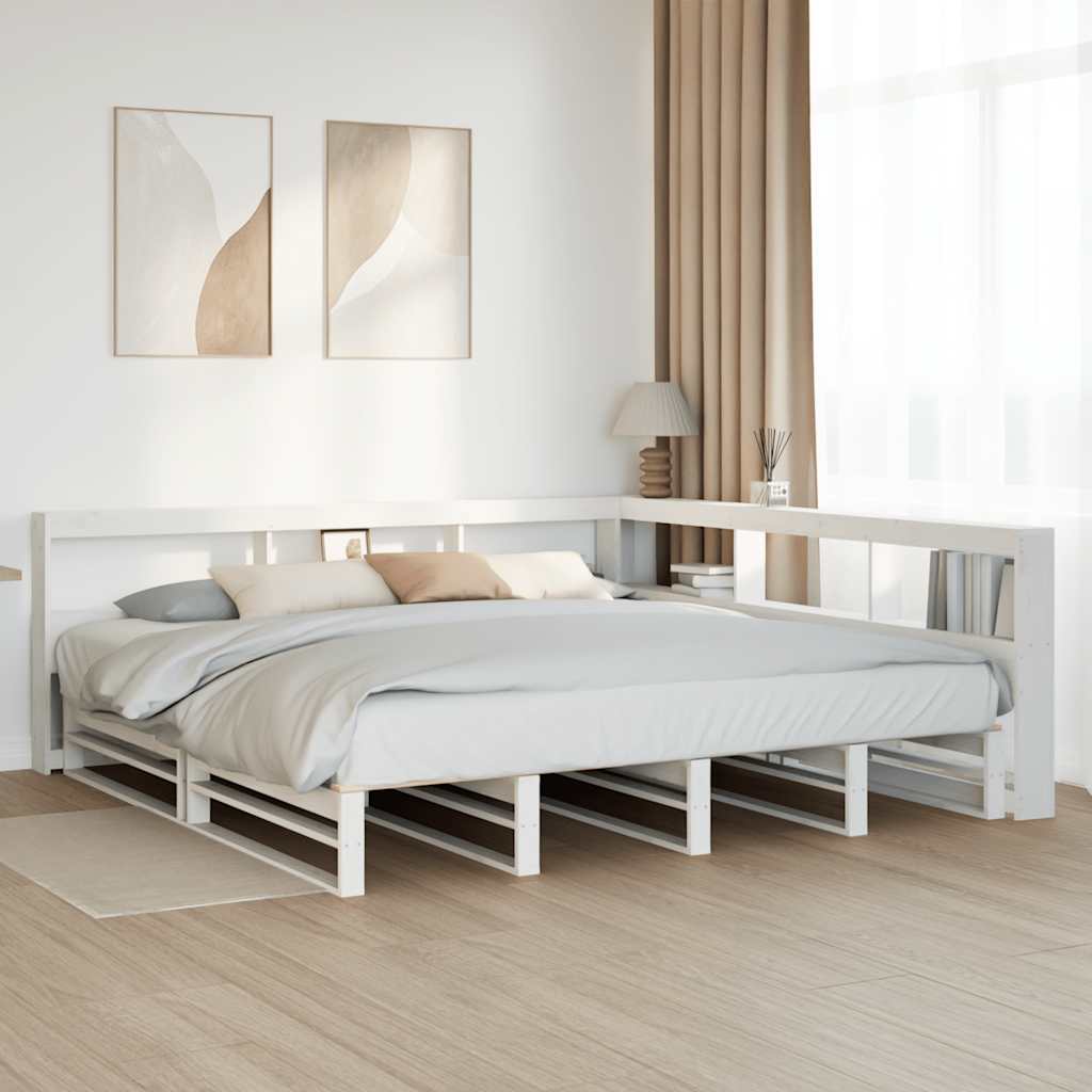 Bed met boekenkast zonder matras grenenhout wit 180x200 cm